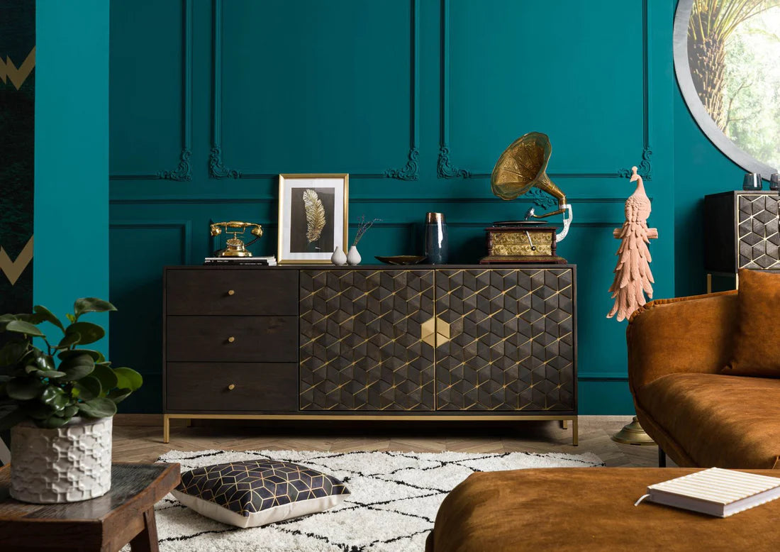 Baliya Solid Mango Wood Sideboard In Walnut For Lining Room Furniture