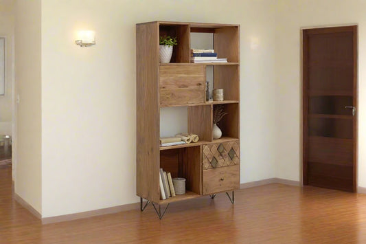 Marudhara Solid Wood Bookcase In Natural Finish