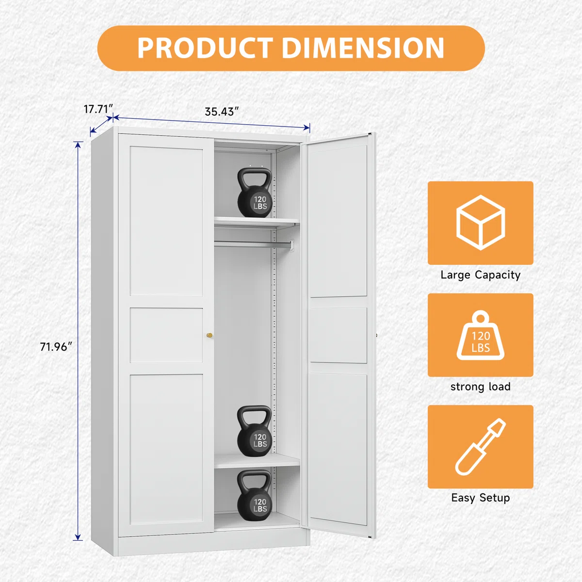 Solid Mango Wood Almirah | Two Door Wardrobe In White Finish
