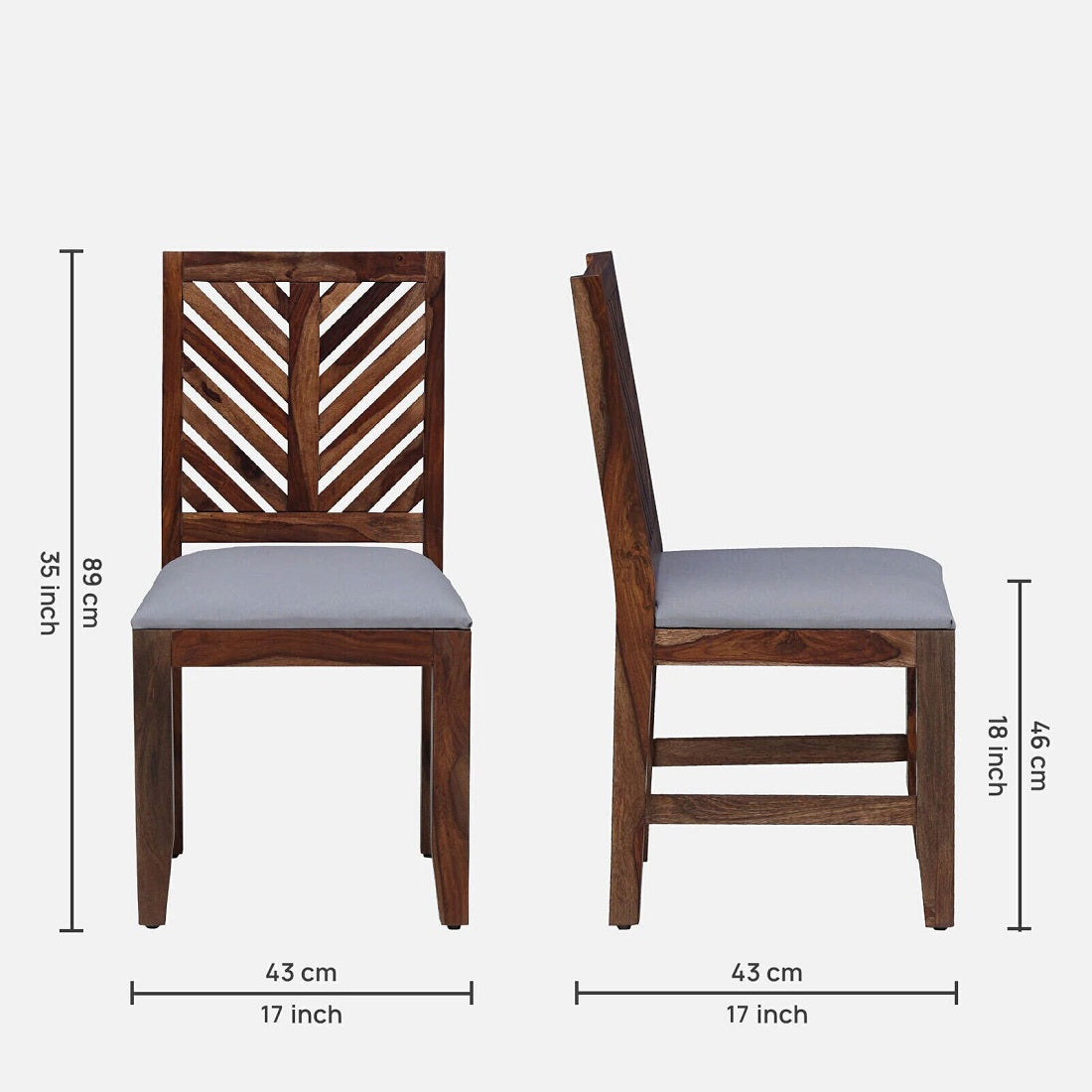Demiwall Chair Set of 2 Natural Finish