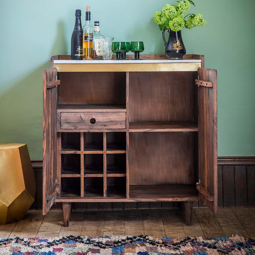 Baliya Solid Mango Wood Sideboard In Walnut For Lining Room Furniture