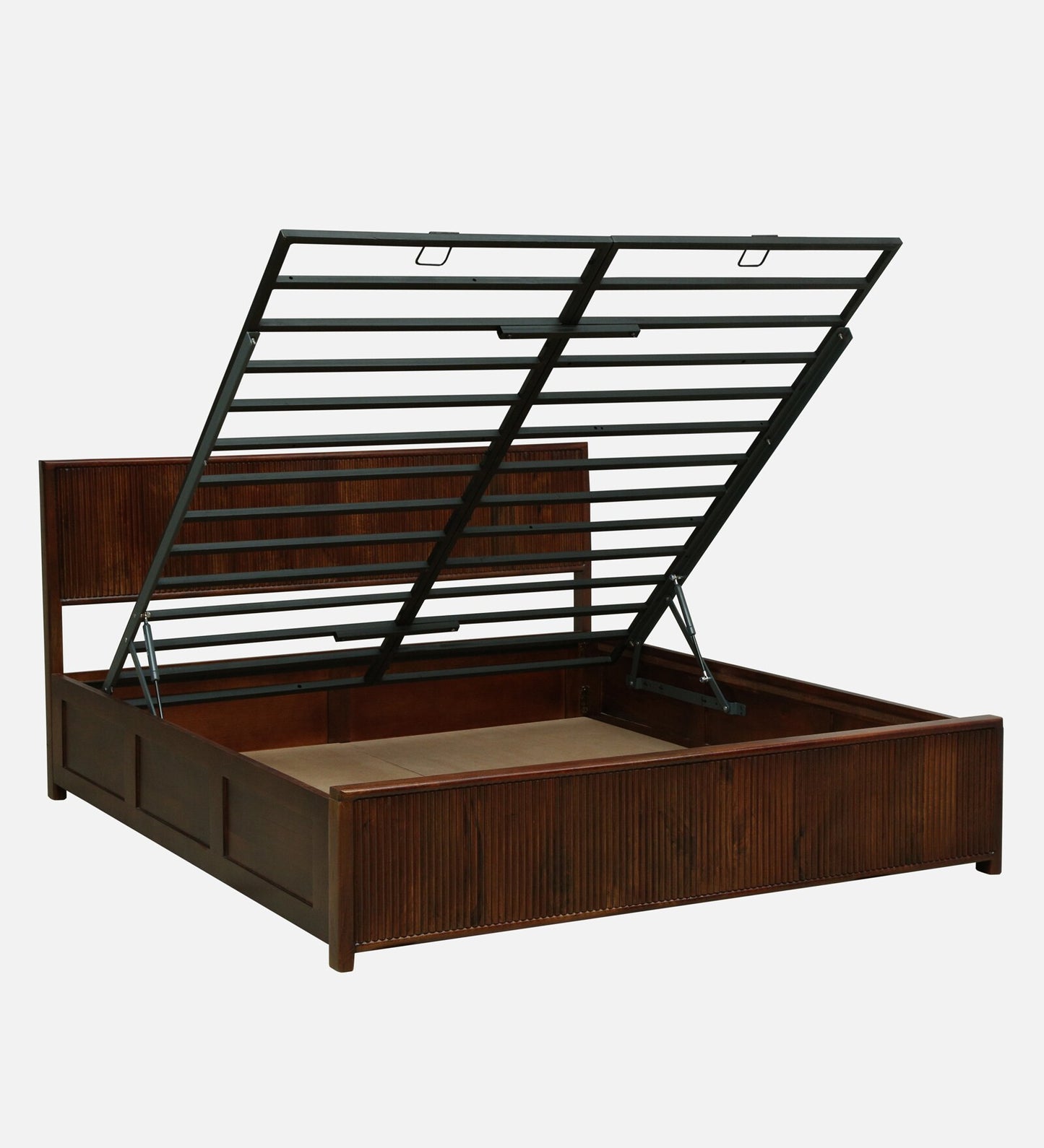 Solid Wood King Size Haydrolic Storage Bed In Tubeco Finish
