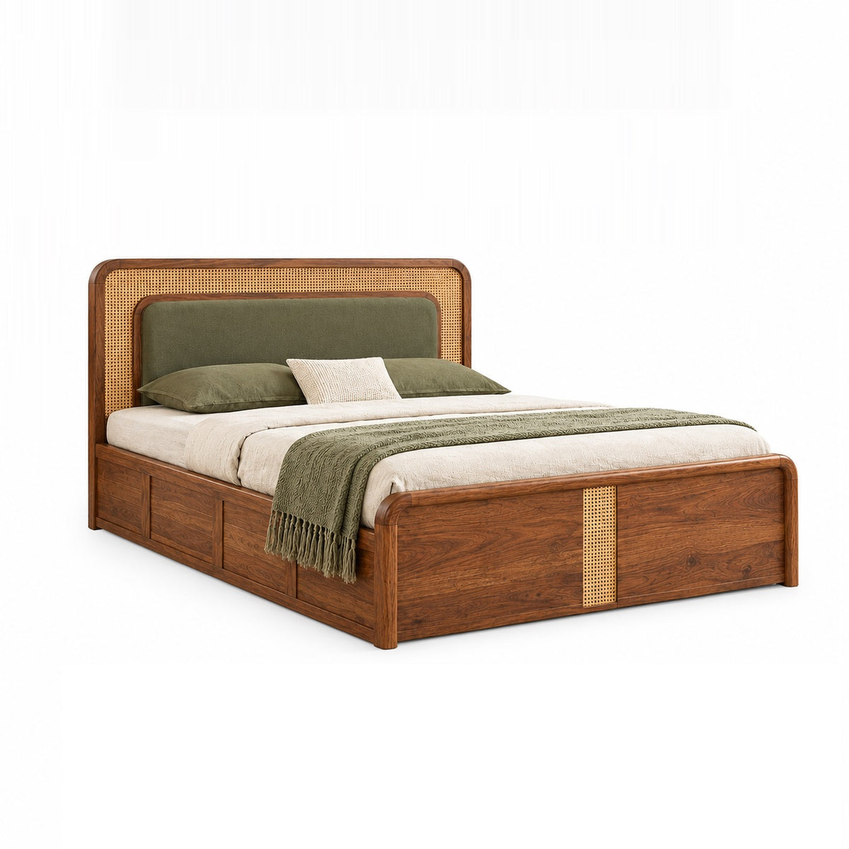 Demiwall Solid Wood King Size Box Storage Bed In Natural Finish #31