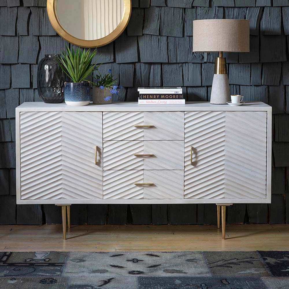 Baliya Solid Mango Wood Sideboard In Walnut For Lining Room Furniture