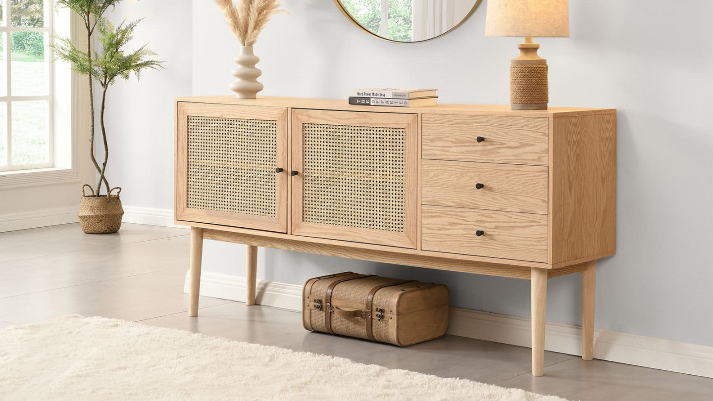 Homfab  Mango Wood 2-door, 3-drawer sideboard  For Living Room Furniture