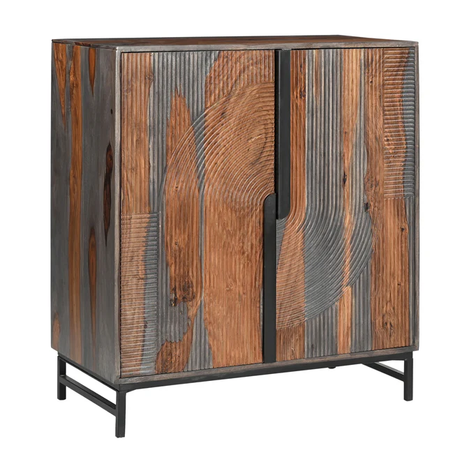 Starline sheesham  Wood Bar-Cabinet In Grey   Finish