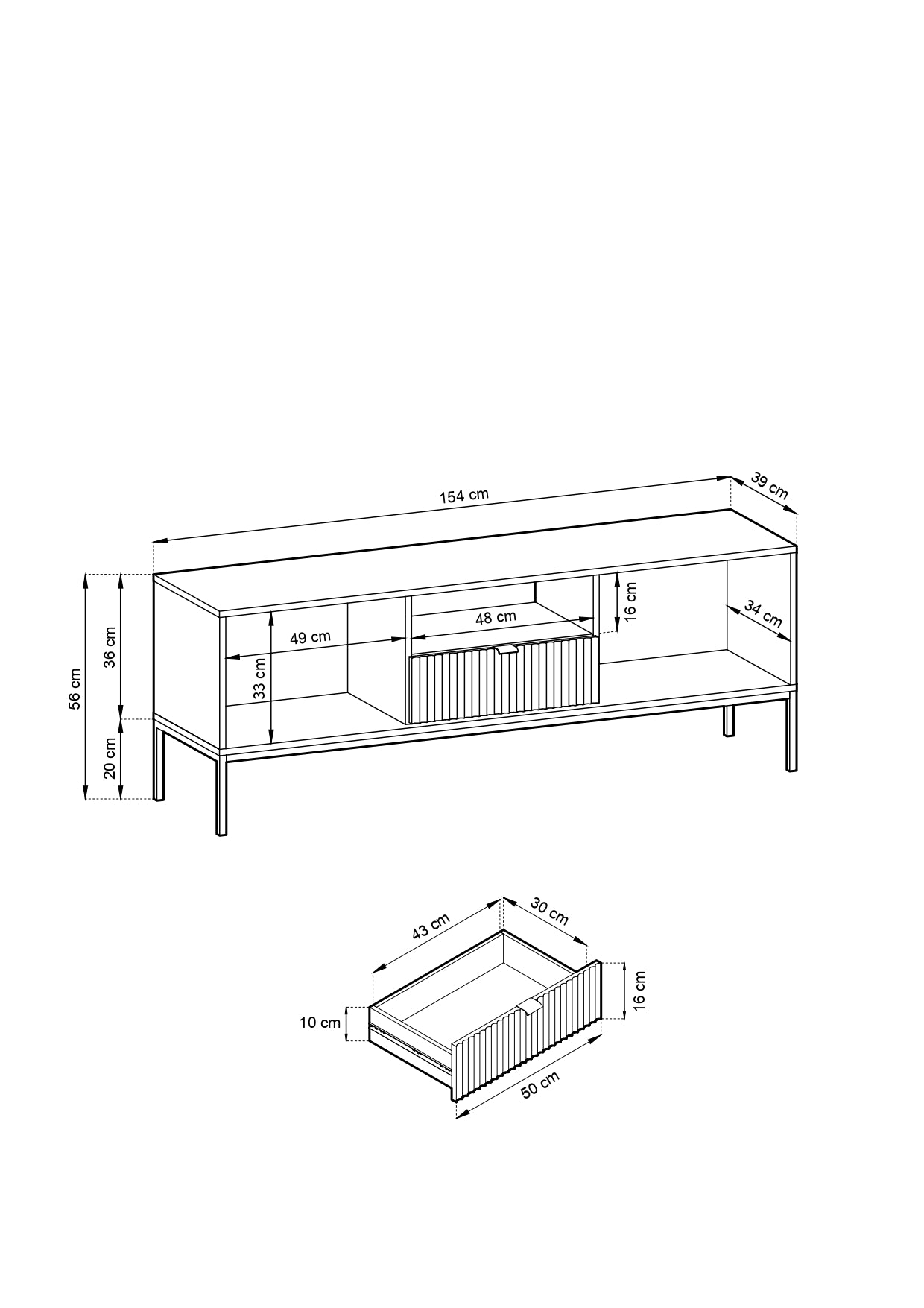 Liv Mango Wood 2 Door and 1 Drawer TV-Unit With Open Self Demiwall