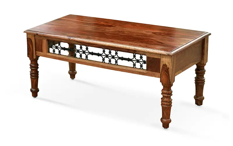 Helioc Kan Sheesham Wood Coffee Table In Provincial Teak Finish
