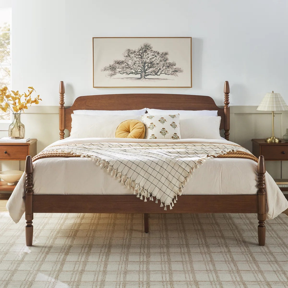 Solid Wood King Size Bed For Bedroom