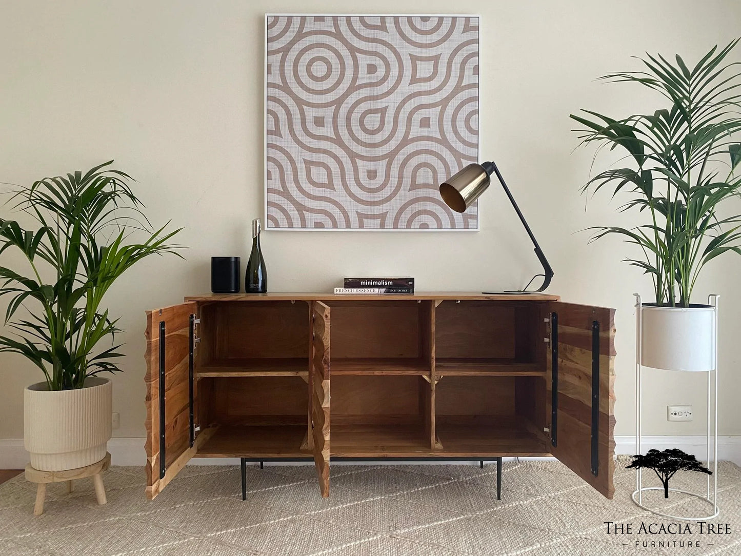 Baliya Solid Mango Wood Sideboard In Walnut For Lining Room Furniture