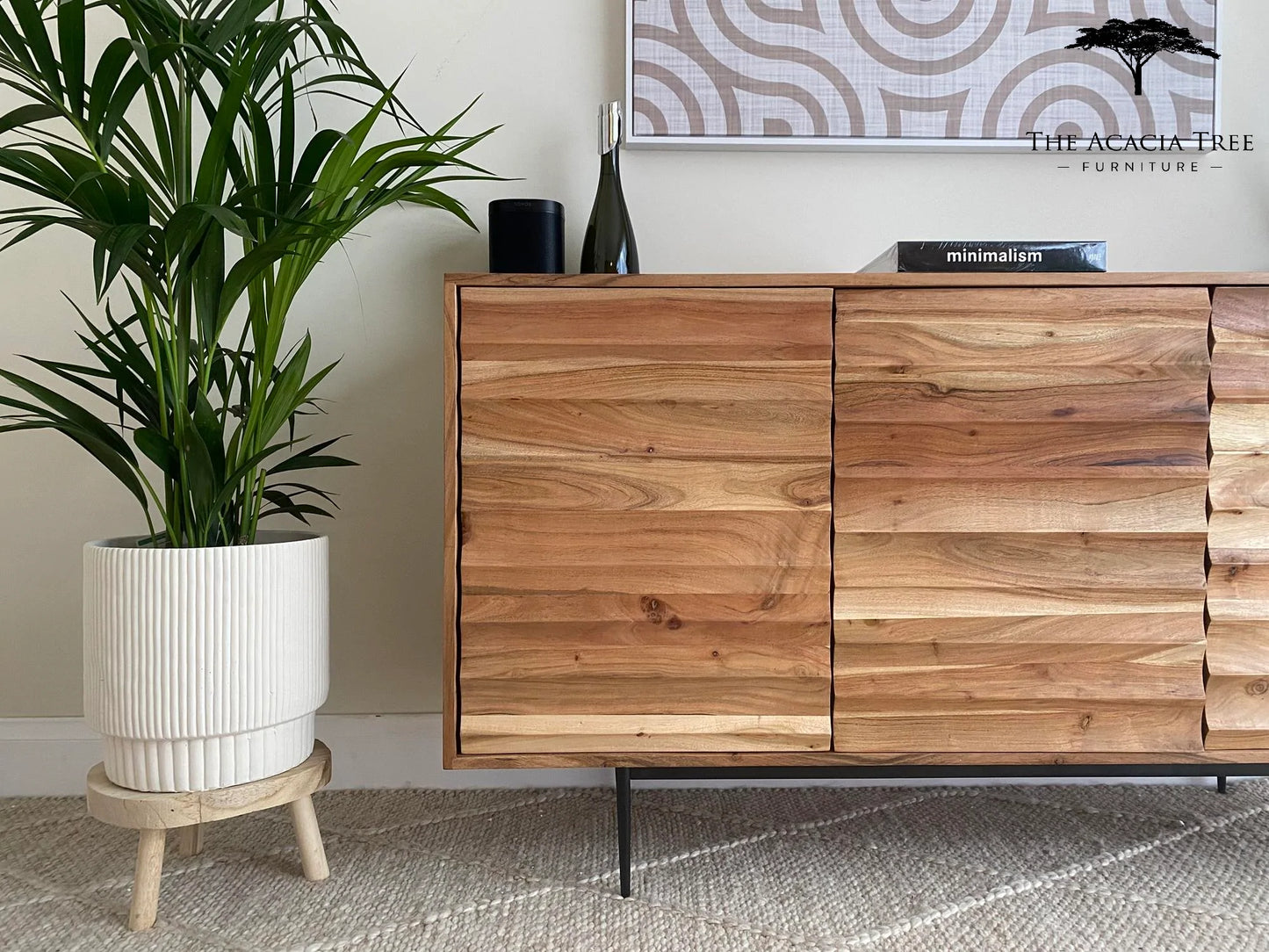 Baliya Solid Mango Wood Sideboard In Walnut For Lining Room Furniture