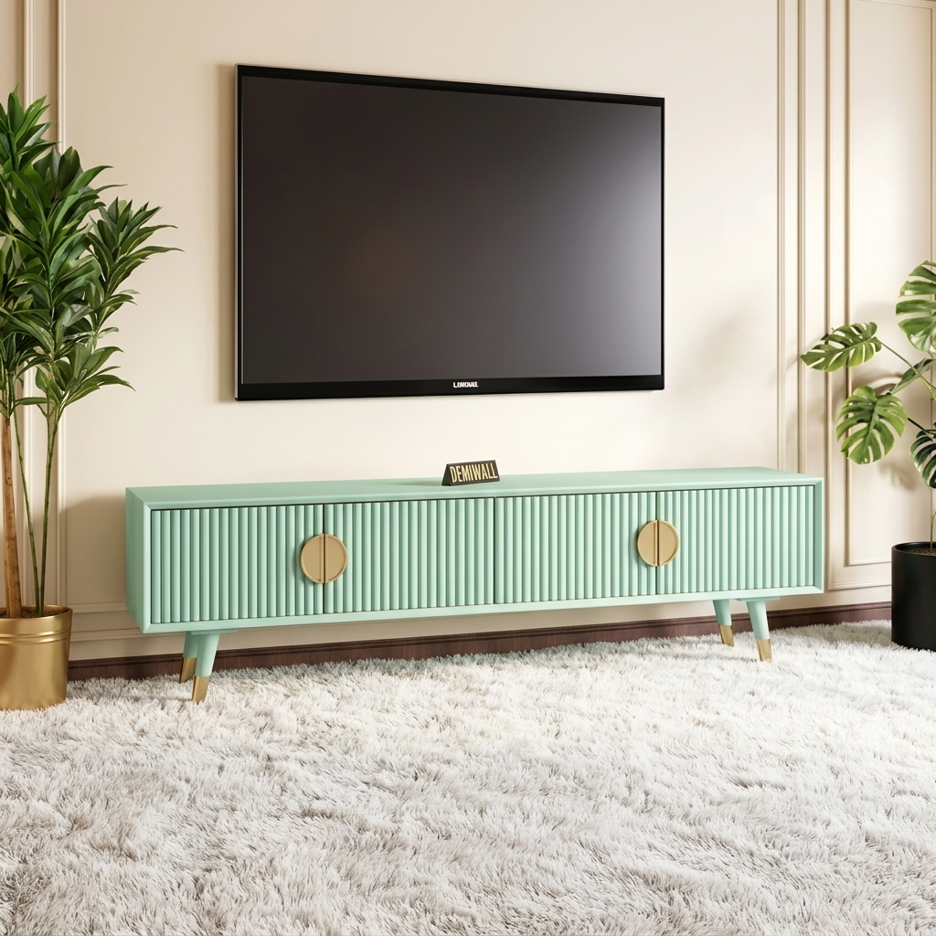 Ora Solid Wood 4 Door Tv Cabinet For Living Room
