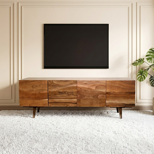 Liam Sold Acacia Wood 4 Drawer Tv Cabinet