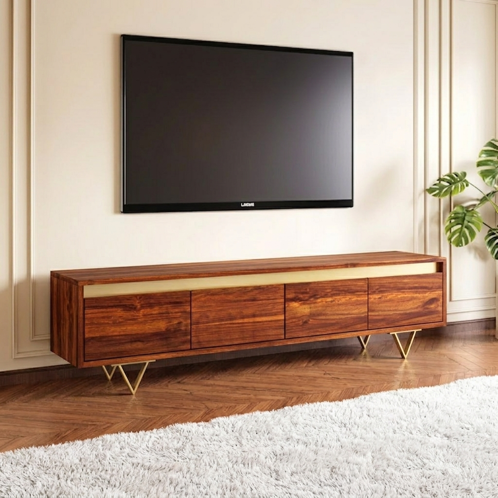 Ezra Sheesham wood 4 Drawer Tv Cabinet #010
