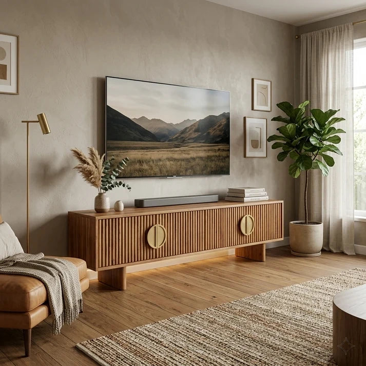 Pateri Solid Wood 4 Door Large Tv Cabinet #005