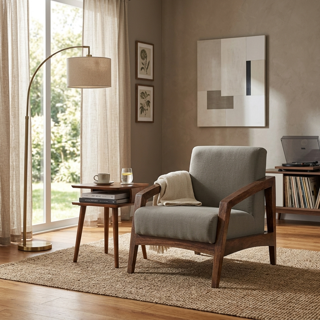 Eli Solid Wood One Seater Sofa In Provincial Teak Finish For Living Room Furniture