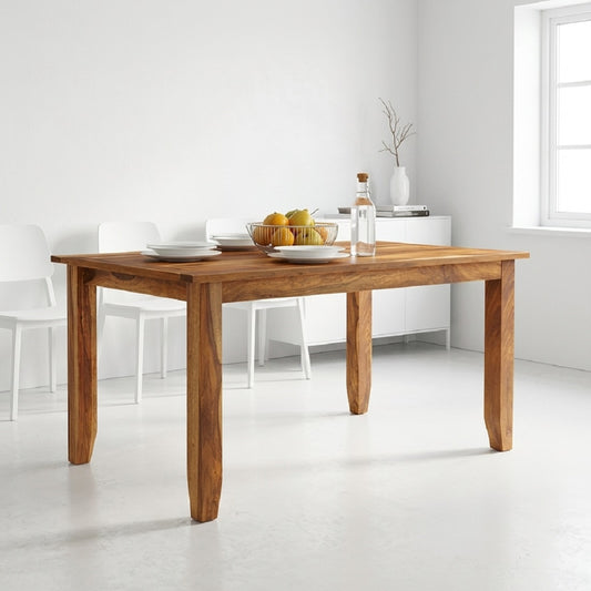 Kia Solid Wood 6 Seater Dining Table In Rustic Teak Finish For  Dining Room Furniture
