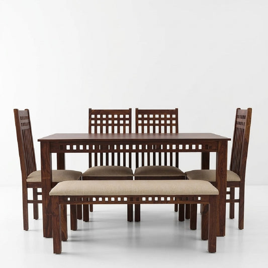 Solid Sheesham Wood Six Seater Dining Set for Dining Room