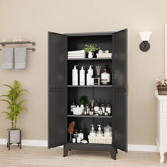 Solid Mango Wood Almirah | Two Door Wardrobe In black Finish