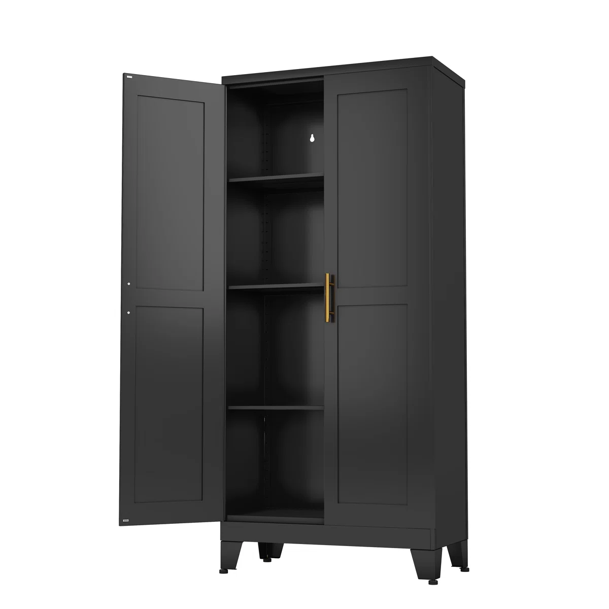 Solid Mango Wood Almirah | Two Door Wardrobe In black Finish