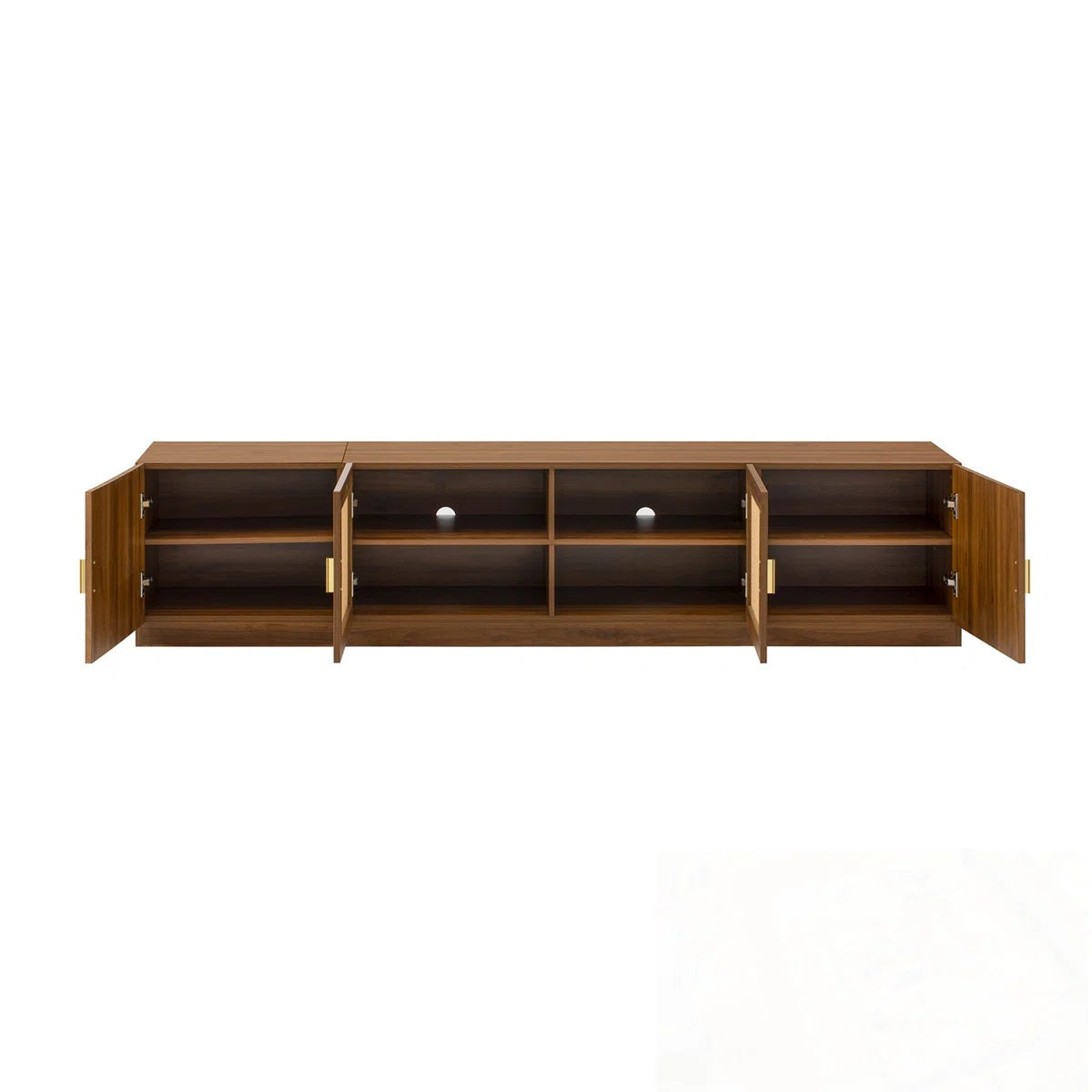 Solid Wood 4 Door Tv Cabinet In Teak Finish for living room
