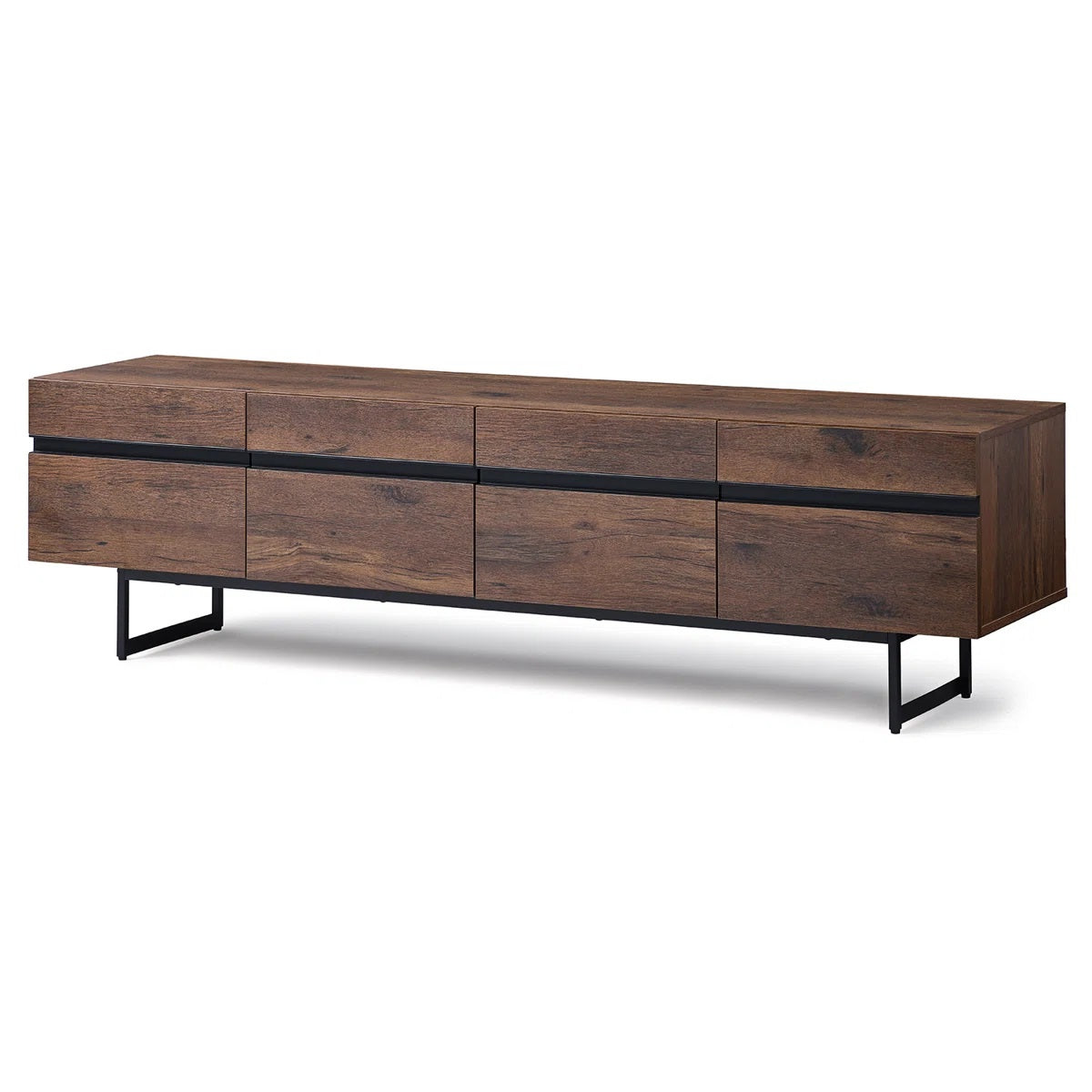 Solid Wood 4 Door Storage Tv Cabinet In Teak Finish for living room