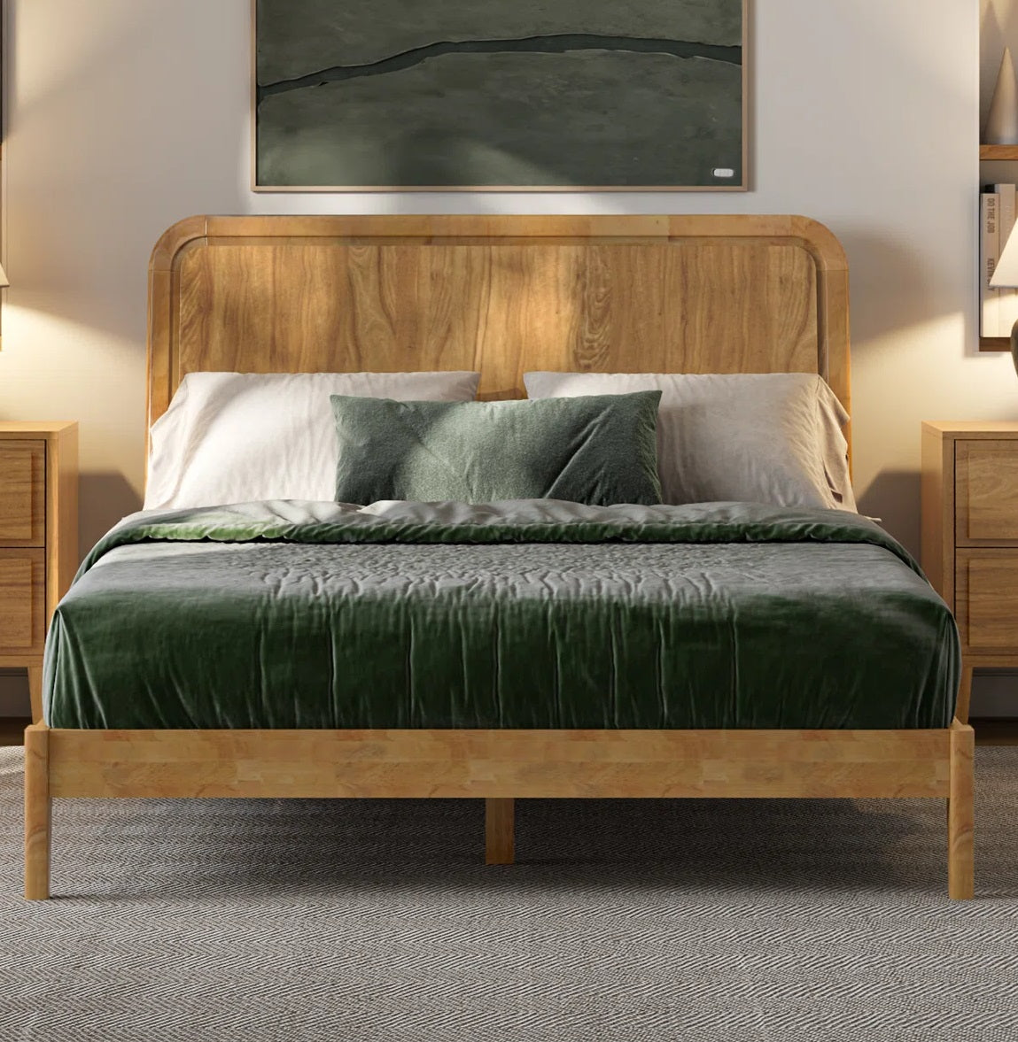 Solid Wood King Size Bed For Living Space