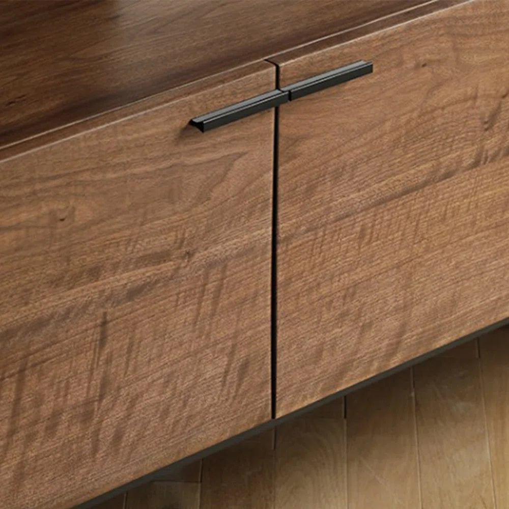 Solid Wood 4 Door 2 Drawer Tv Cabinet In Teak Finish for living room