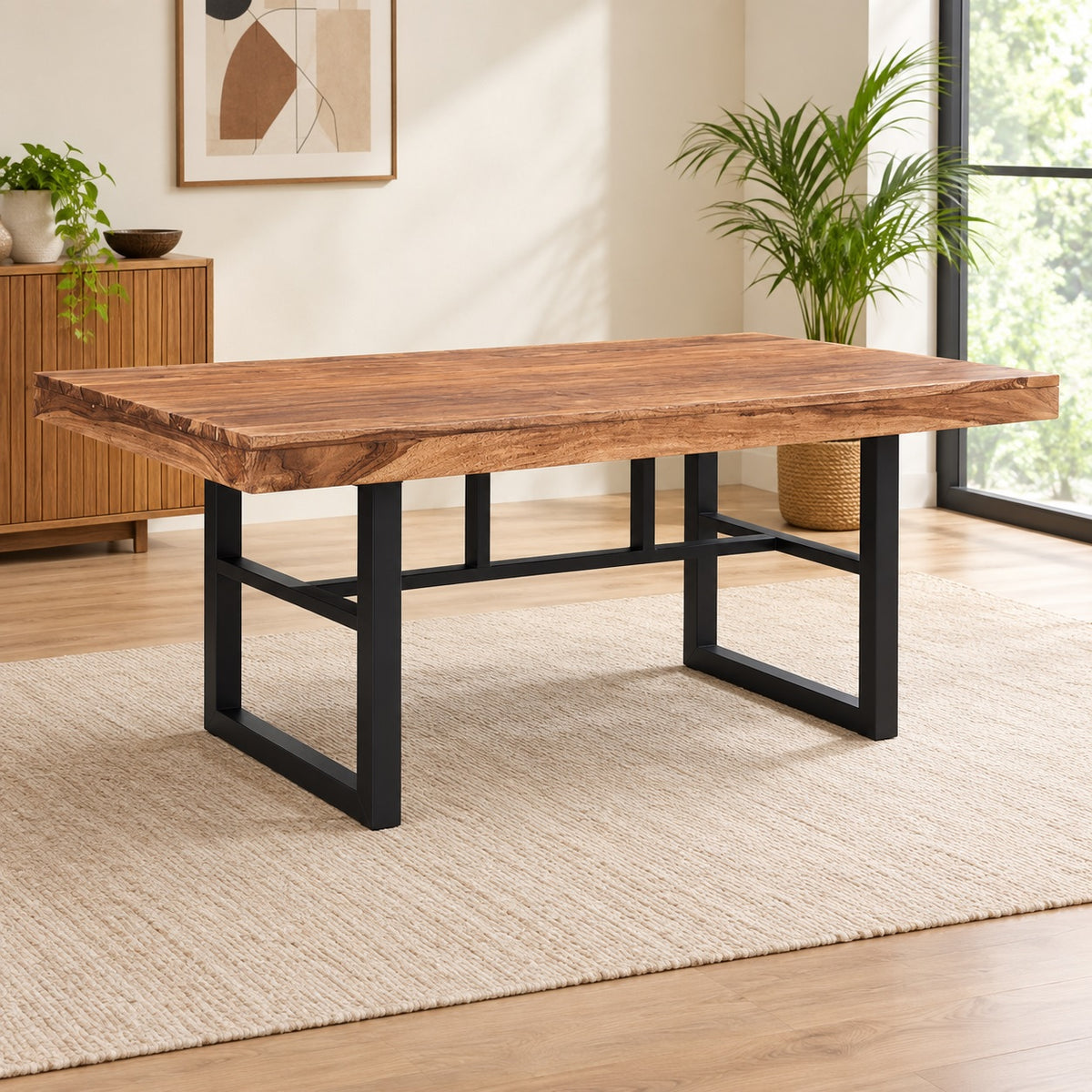 Roster Sheesham Wood  8 Seater Dining Table With Rustic Teak Finsh Dining Room