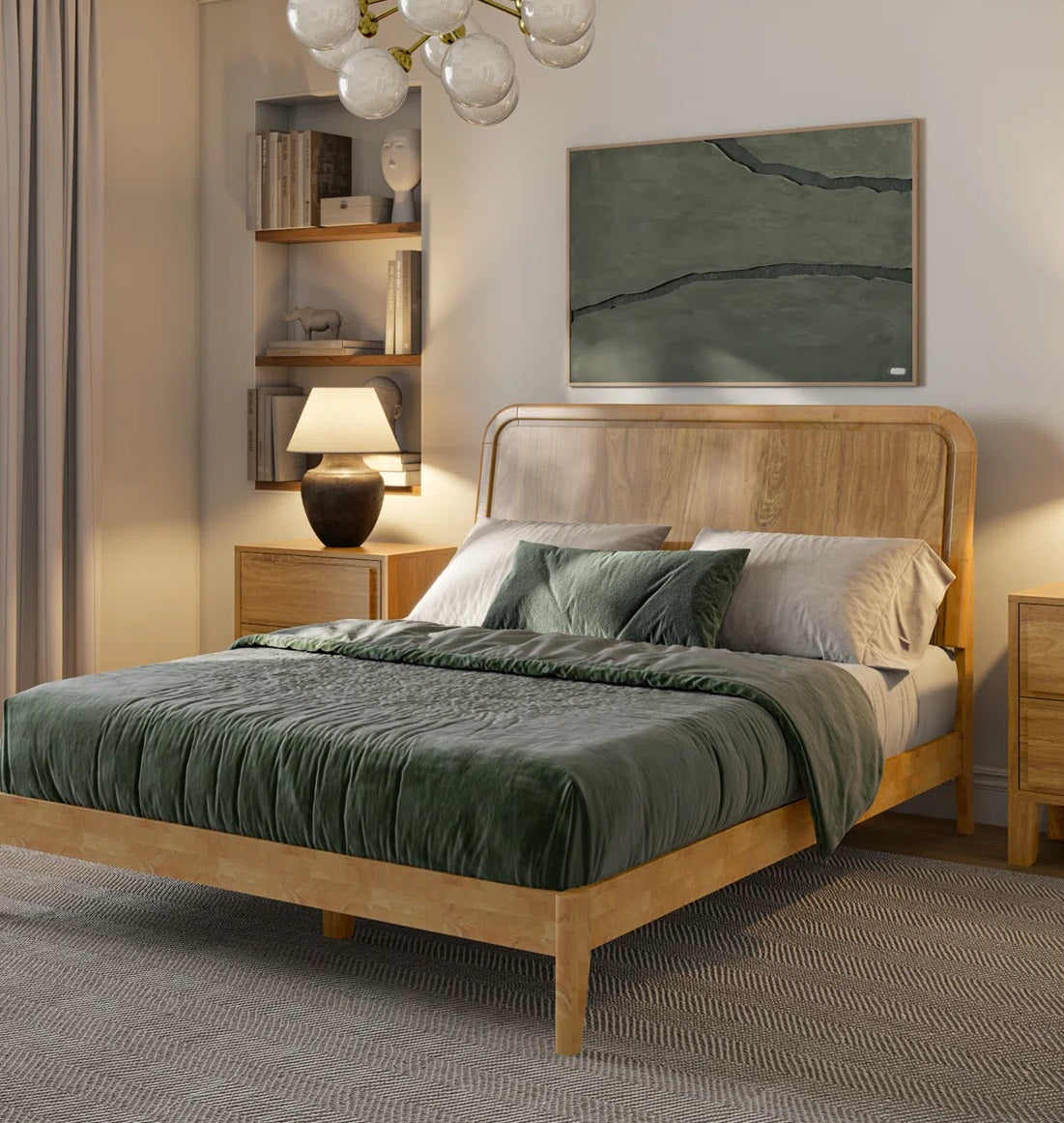 Solid Wood King Size Bed For Living Space