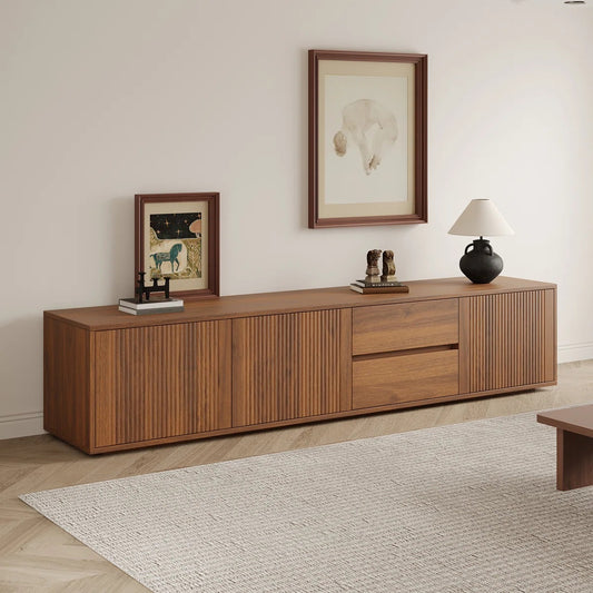 Sheesham Solid Wood 2 Drawer 3 Door Tv Cabinet In Brown Teak Finish