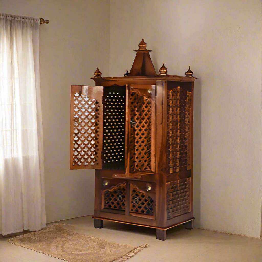 Demiwall Sheesham Wood Temple for Home & Temple Natural Finish