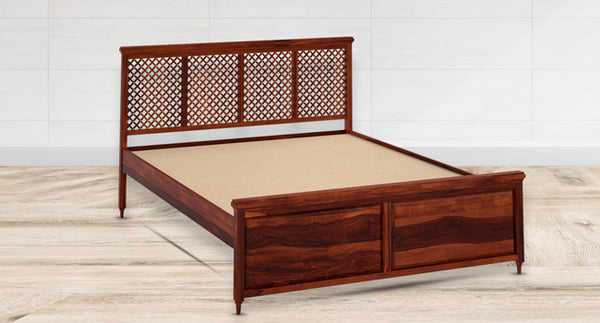 Nexa King Size Solid Sheesham Wood In Honey Oak Finish For Bedroom Furniture