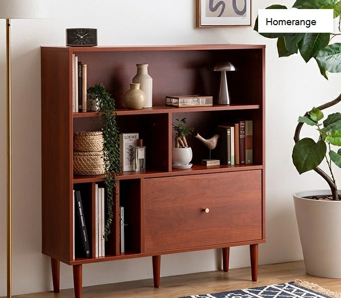 Riza Solid Wood Bookshelf  Two door and 4 Open Shelf