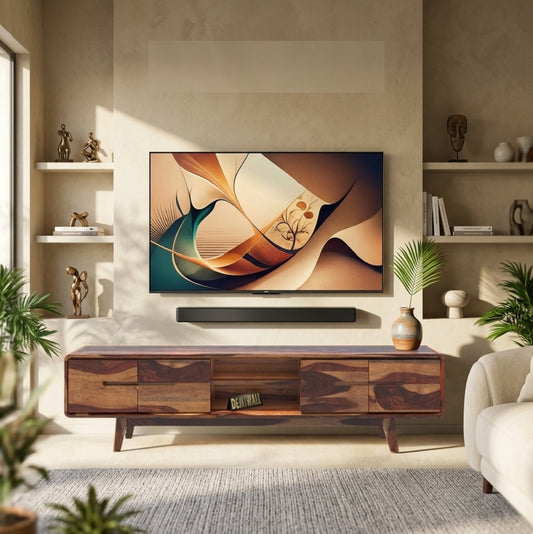 Eon Sheesham Wood Four Door Two Open Self Tv Cabinet