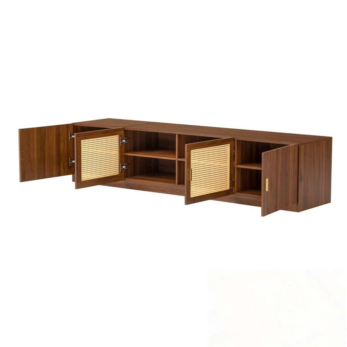 Solid Wood 4 Door Tv Cabinet In Teak Finish for living room