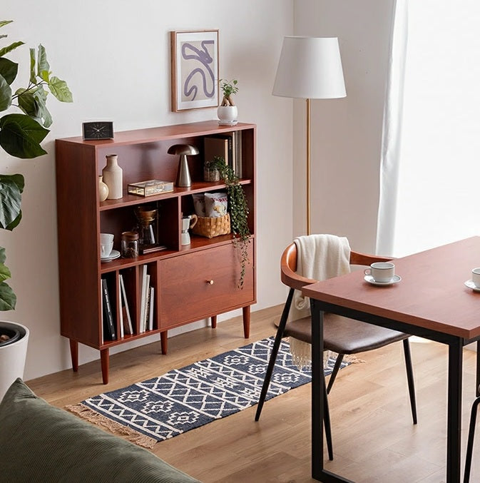 Riza Solid Wood Bookshelf  Two door and 4 Open Shelf