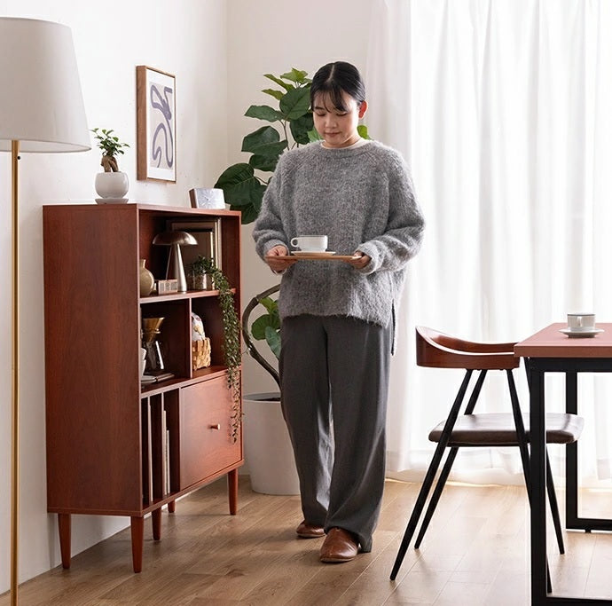 Riza Solid Wood Bookshelf  Two door and 4 Open Shelf