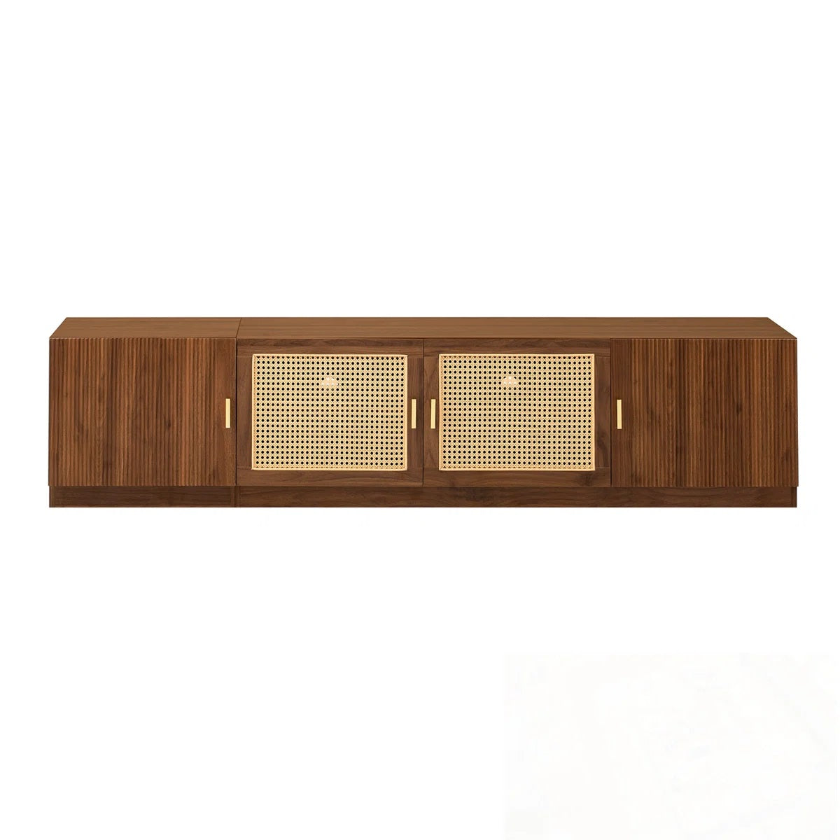 Solid Wood 4 Door Tv Cabinet In Teak Finish for living room