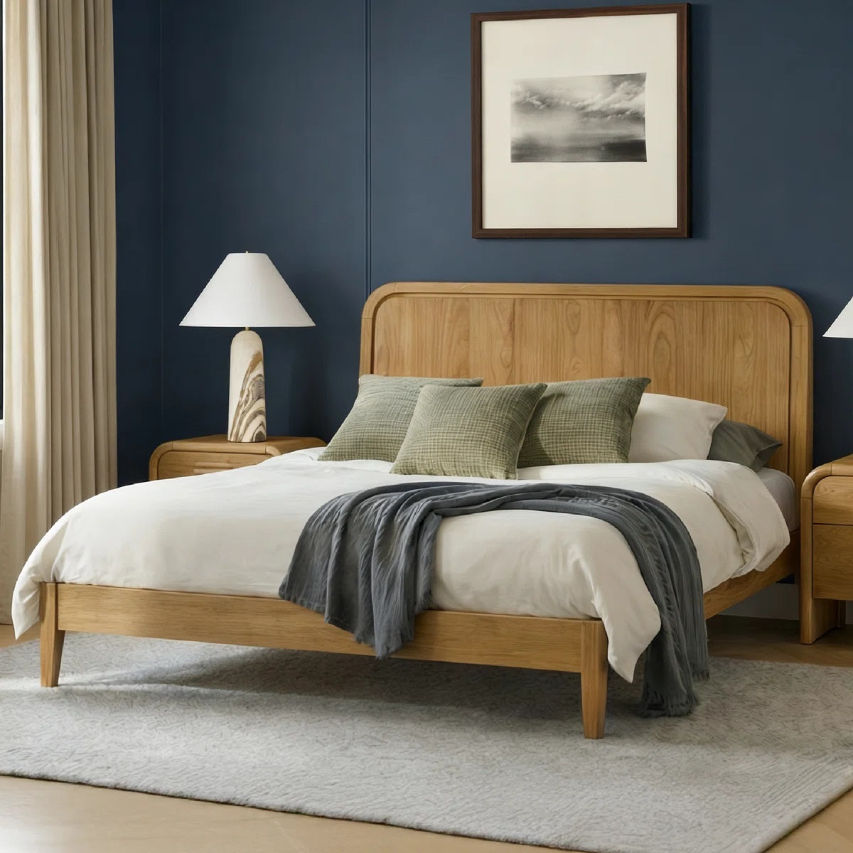 Solid Wood King Size Bed For Living Space