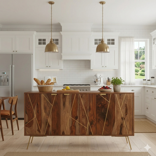 Alex Sheesham Solid Wood Sideboard in Rustic Teak Finish