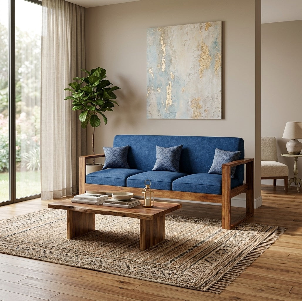 Segur Solid wood  3 Seater Sofa In Provincial teak finish