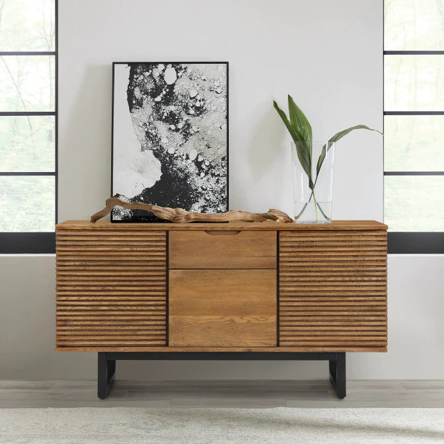 Baliya Solid Mango Wood Sideboard In Walnut For Lining Room Furniture