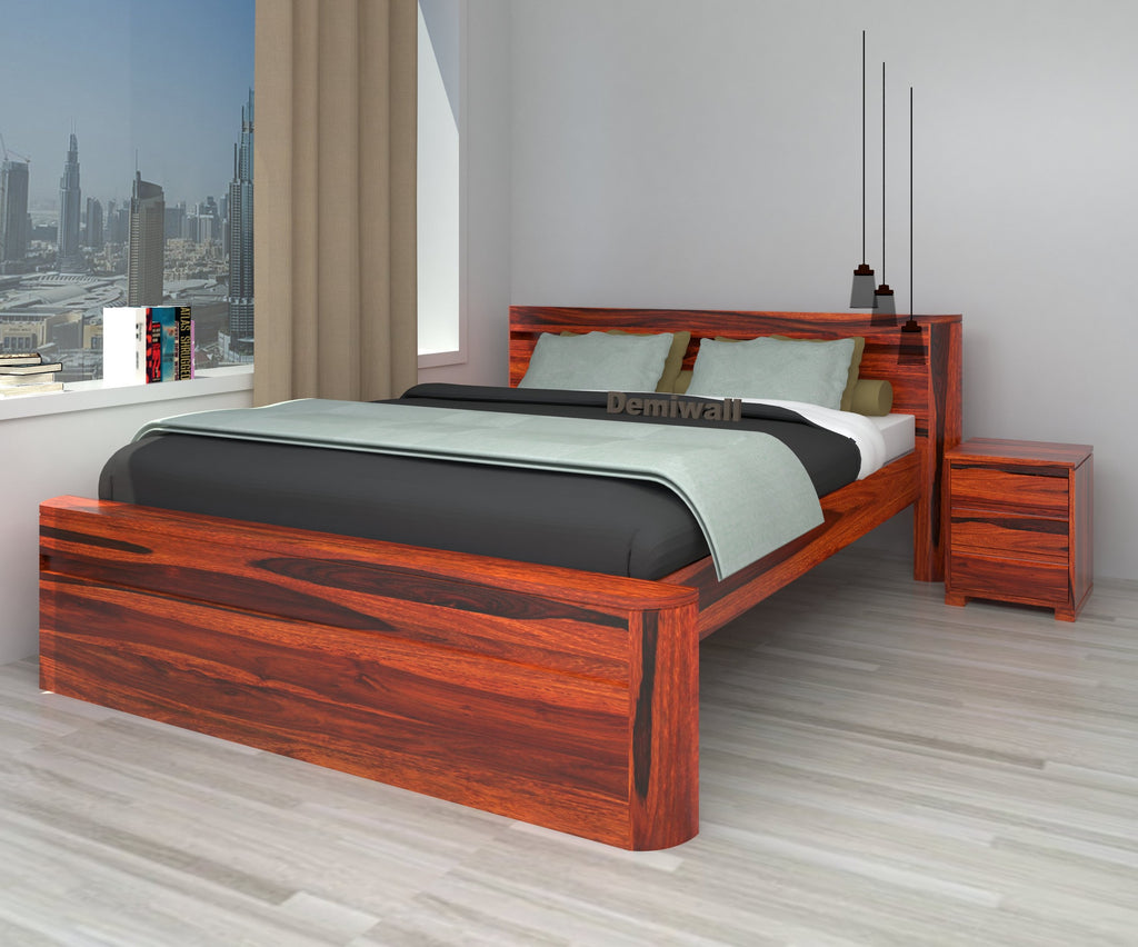 Segur Solid Wood Queen Size Bed Provincial Teak Finish