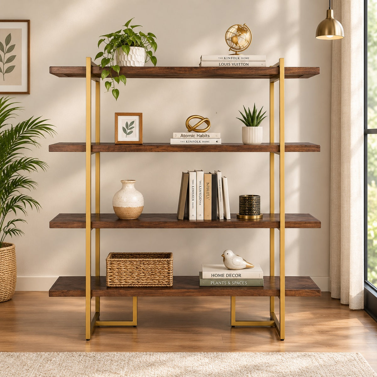 San Solid Wood Open Shelf In Provincial Teak Finish
