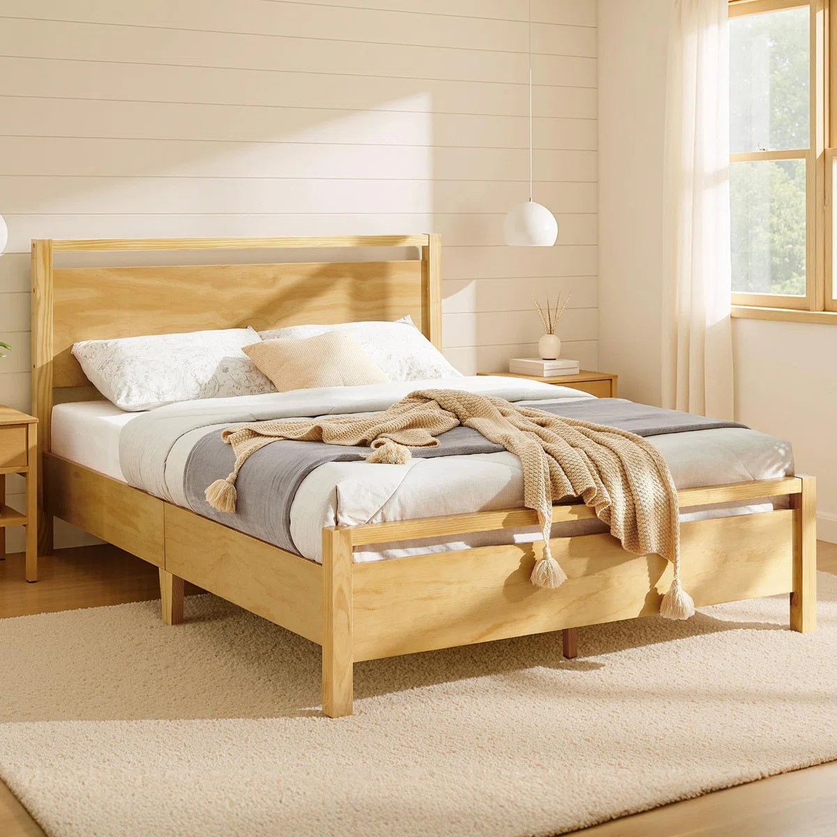 Solid Wood King Size Bed For Living Room