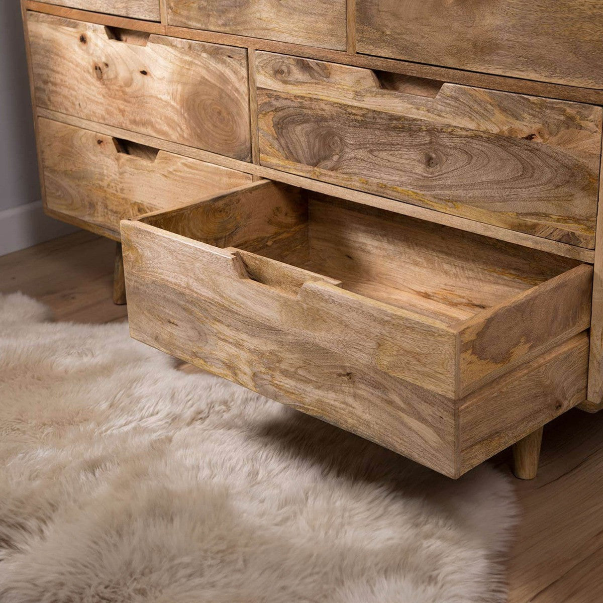 Solid Mango Wood 7 Drawer Cabinet For Living Room