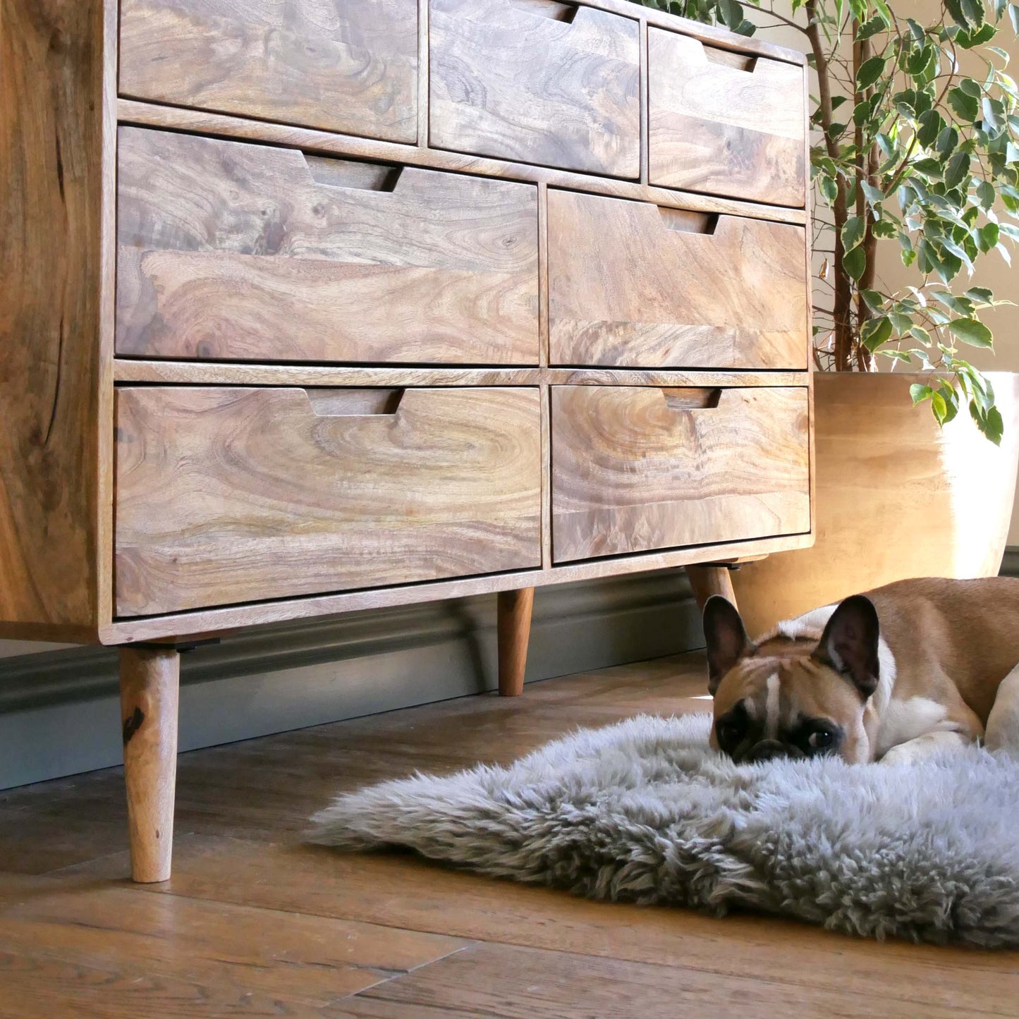 Solid Mango Wood 7 Drawer Cabinet For Living Room