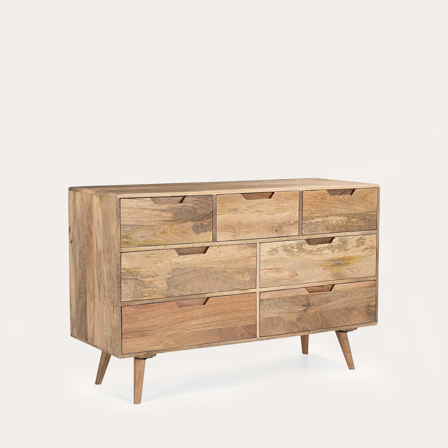 Solid Mango Wood 7 Drawer Cabinet For Living Room
