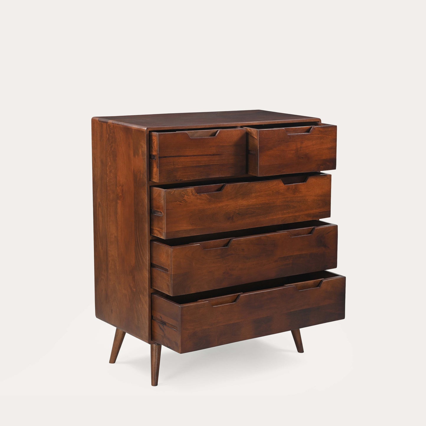 Solid Mango Wood 5 Drawer Chest Of Drawer for Living Room